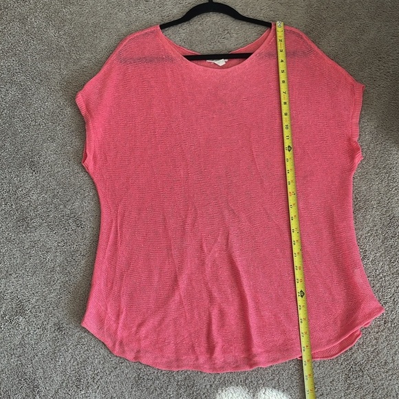 Eileen Fisher Organic Linen Open Knit Top M Lagenlook Pink Beachy Oversized Boho - Picture 9 of 10
